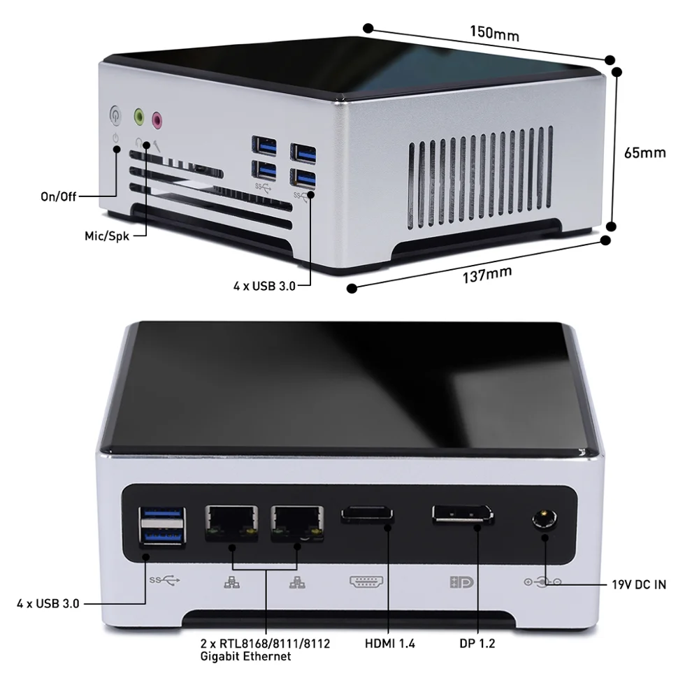 Горячая Распродажа дешевый мини настольный игровой ПК Intel Core i7 7820HK i5 7440HQ Dual M.2 NVME SSD