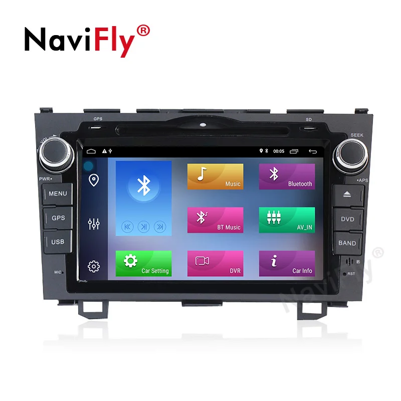 Best Navifly Android 9.1 Car dvd player GPS Navigation For Honda CRV 2007-2011 wifi BT SWC RDS multimedia player 2+32G  Map Card MIC 2