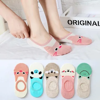 

Cute Women Socks Colorful Animal Invisible Short Socks Sweat Summer Comfortable Cotton Girls Women's Boat Socks Ankle Sock