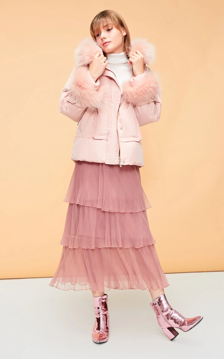 Vero Moda женский короткий пуховик из меха енота с капюшоном и кулиской | 318423523