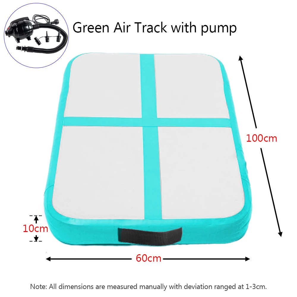 1 м детский надувной батут, надувной батут для гимнастики, пола, гимнастики, гимнастики, йоги, матрас для парка/пляжа/воды/домашнего использования - Цвет: GREEN with Pump