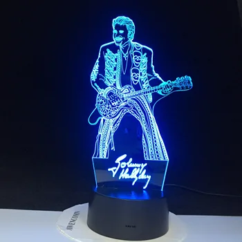 

Johnny Hallyday Playying Guitar Home Decoration Crafts Bright Base Remote Touch Color Changing Bedroom Nightlight Holiday Gift