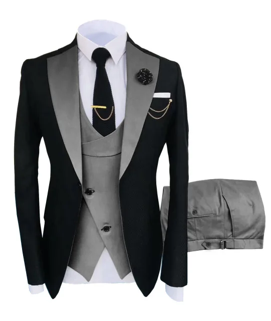 Latest Groom Wear Slim Fit High Quality Wedding Dress Business Suits Prom Party Suits Three Pieces Suit(Jacket+Vest+Pants)