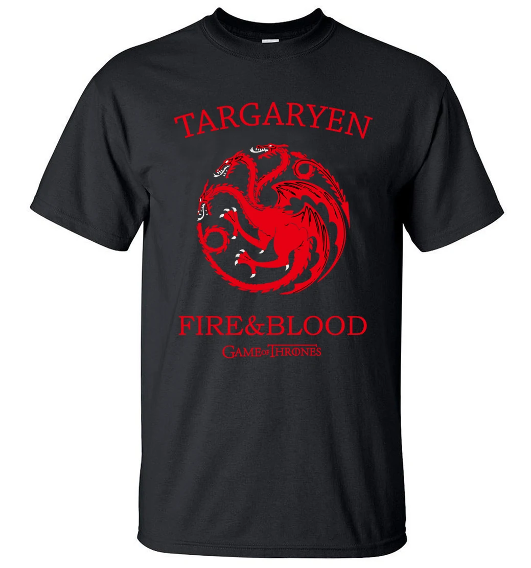 Targaryen Fire & Blood Game of Thrones Men T Shirts 2019 Summer T-Shirt 100% Cotton High Quality Top Tees S-3XL Camisetas Hombre