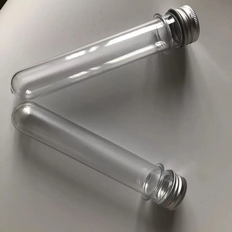 30/40/45/60/80/100ml plastic Test Tube With Screw Cap capsule PET Bottle Aluminum Cap Packing Tube With Pressure Sensitive Seal plastic test tubes plastic caps