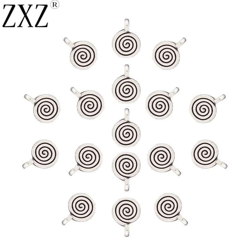 

ZXZ 50pcs Tibetan Silver Spiral Circle Charms Pendants Beads for DIY Bracelet Necklace Jewelry Making Findings Accessories