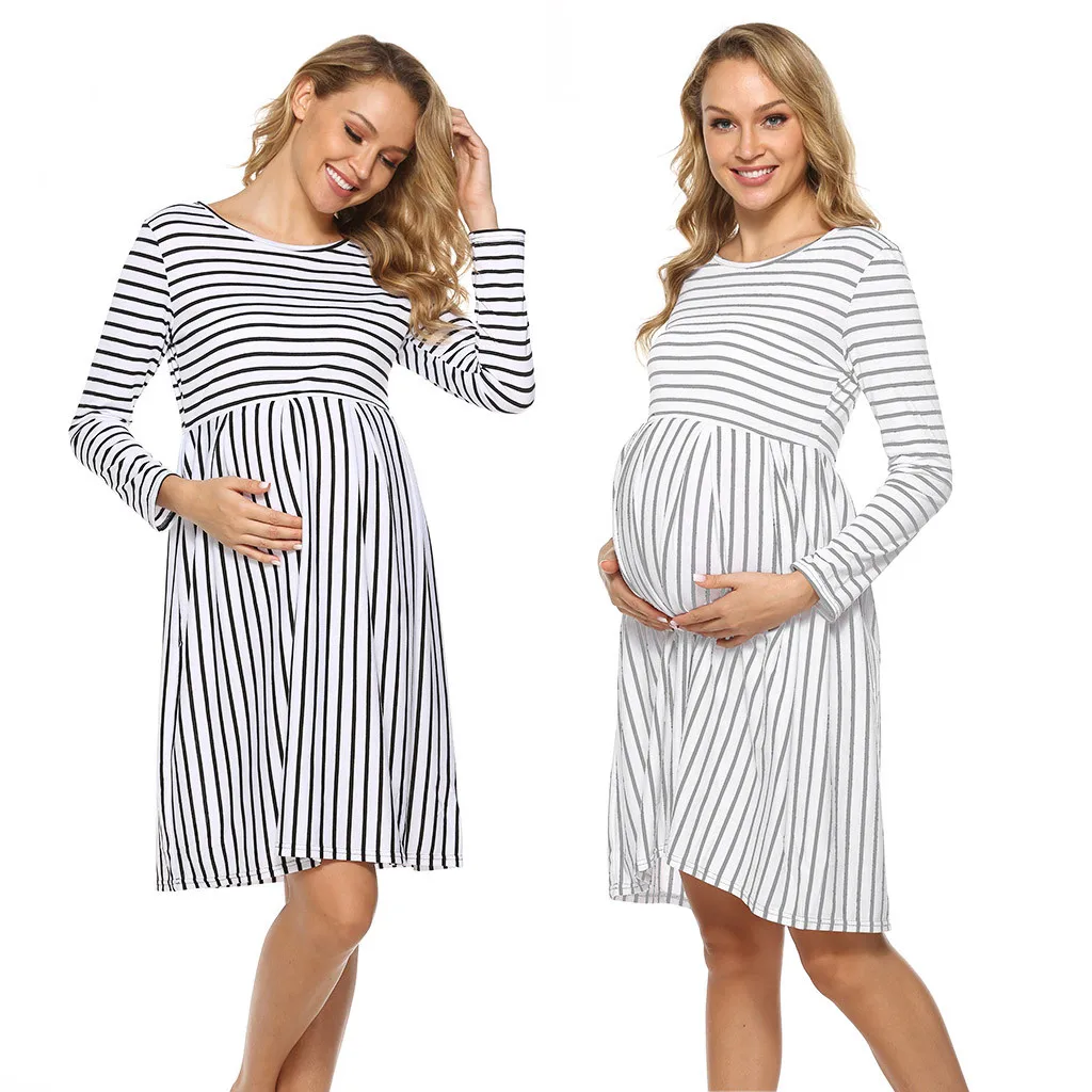 

Plus Size pregnancy dress Women Pregnant Maternity Nursing Solid Breastfeeding Autumn Maternity Dress ropa premama embarazadas