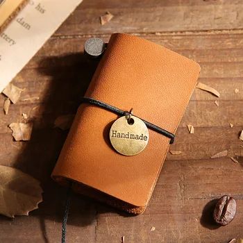 

Journey Vintage Bandage Daily Memo School Supply Cowhide Cover Portable Diary Mini Retro Notepad Notebook Traveler