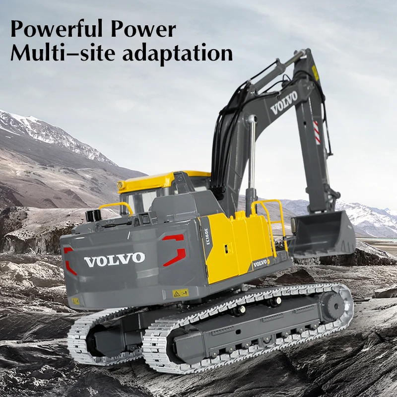 1:14 Full Metal RC Excavator Independent Joint Control Infinite Rotation Cab Openable Doors Alloy Bucket 100M Range Truck Model 2