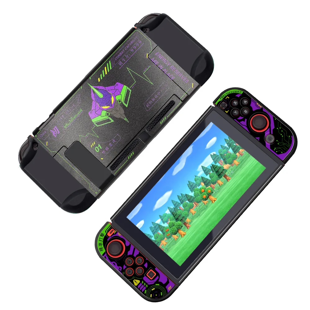 Caso duro fosco capa protetora escudo para evangelion eva nintend switch console n0s joy-con cristal frente protetor traseiro pele