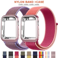 Спортивный Мягкий ремень дышащий нейлоновый ремешок+ чехол для apple Watch 5 4 3 2 1 серия 38 мм 42 мм ремешок для iwatch 40 мм 44 мм ремешок