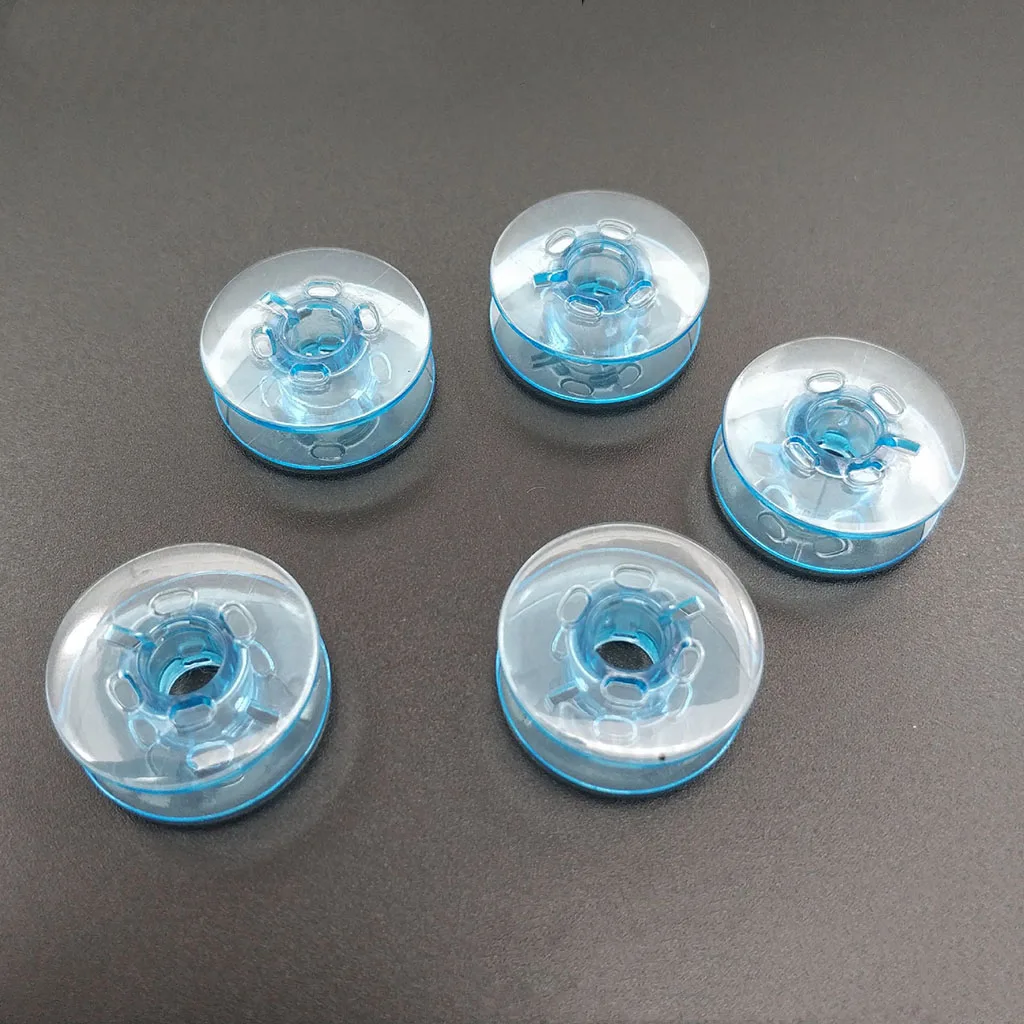 50 Pcs Plastic Sewing Machine Bobbins Spools Replacement for PFAFF/baifu Home Sewing Machine Accessories Transparent Blue