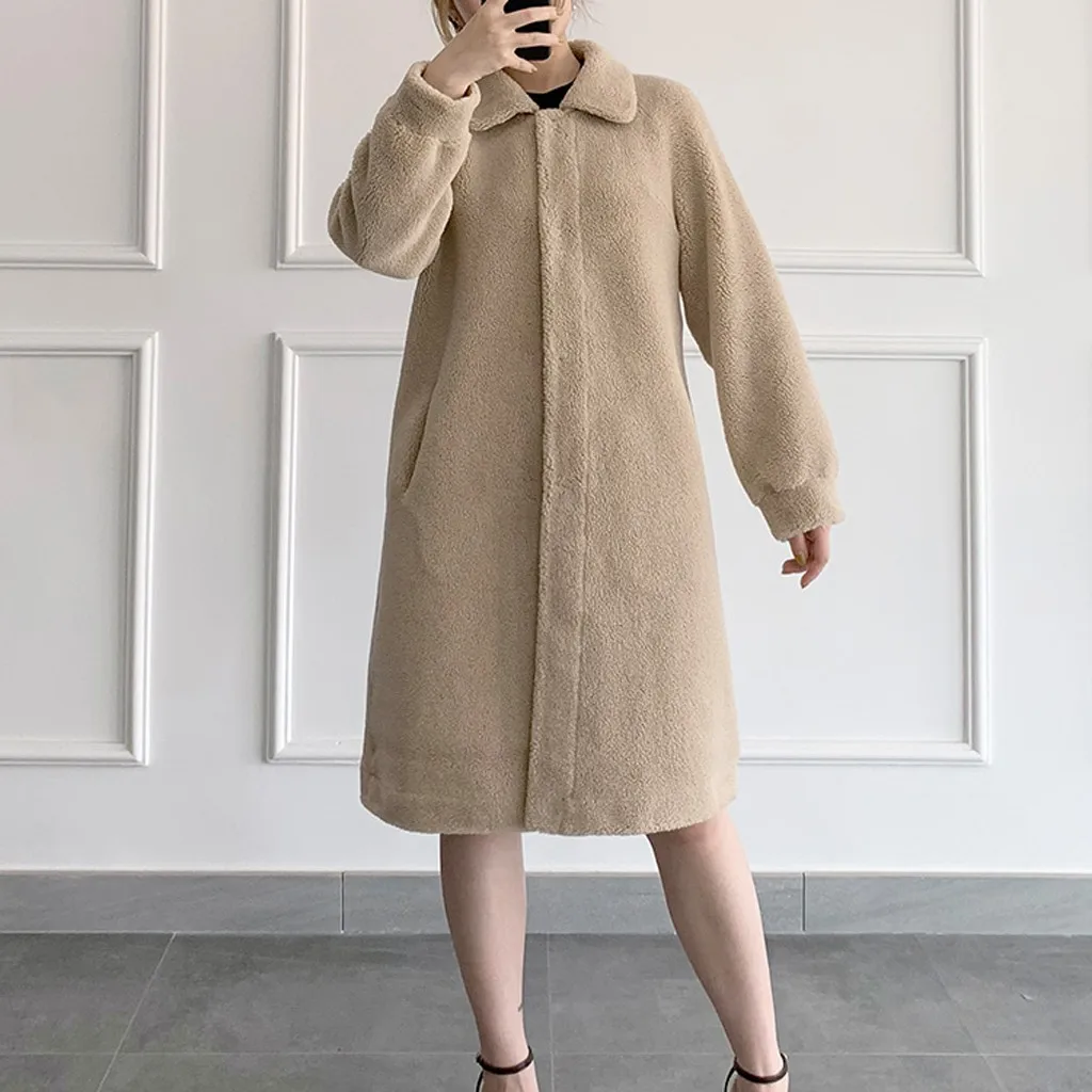 2019 Women Plus Size Autumn Winter Cassic Simple Wool Maxi Long Coat Female Robe Outerwear Manteau Femme#3 |