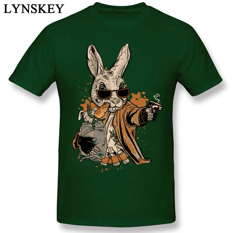 Fashion Mens T-shirts Round Collar Autumn Short Sleeve Cotton Tops Tees smith the rabbit Printed On Sweatshirts dark green