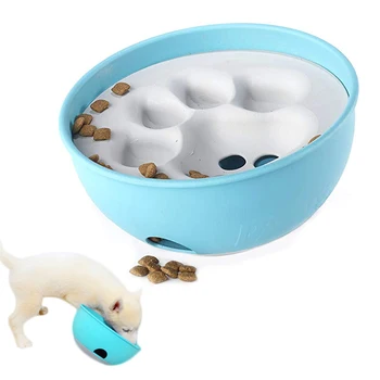 

Dog feeder bowl blue / orange puzzle feeding interactive fun dog food slow plate product cats