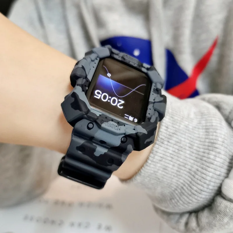 Ремешок силиконовый для Apple Watch Band Series 7 SE 6 2 3 4 5 45 мм 41 чехол Iwatch 38 40 42 44 | Наручные
