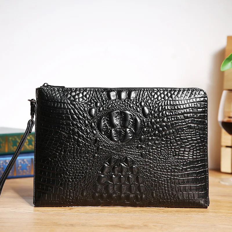 new Korean men's handbags fashion leather street new crocodile pattern clutch bag