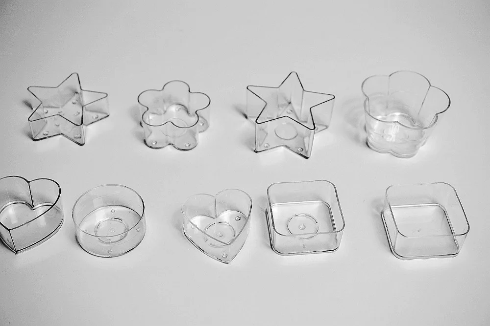 Рождественская звезда поликарбонатные DIY подсвечники 100 шт с фитилем для изготовления свечей