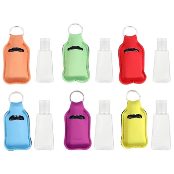 

6Pcs 30ml Silicone Travel Bottles Silicone Refillable Squeezable Container Hand Sanitizer Bottles Empty Keychain Carrier