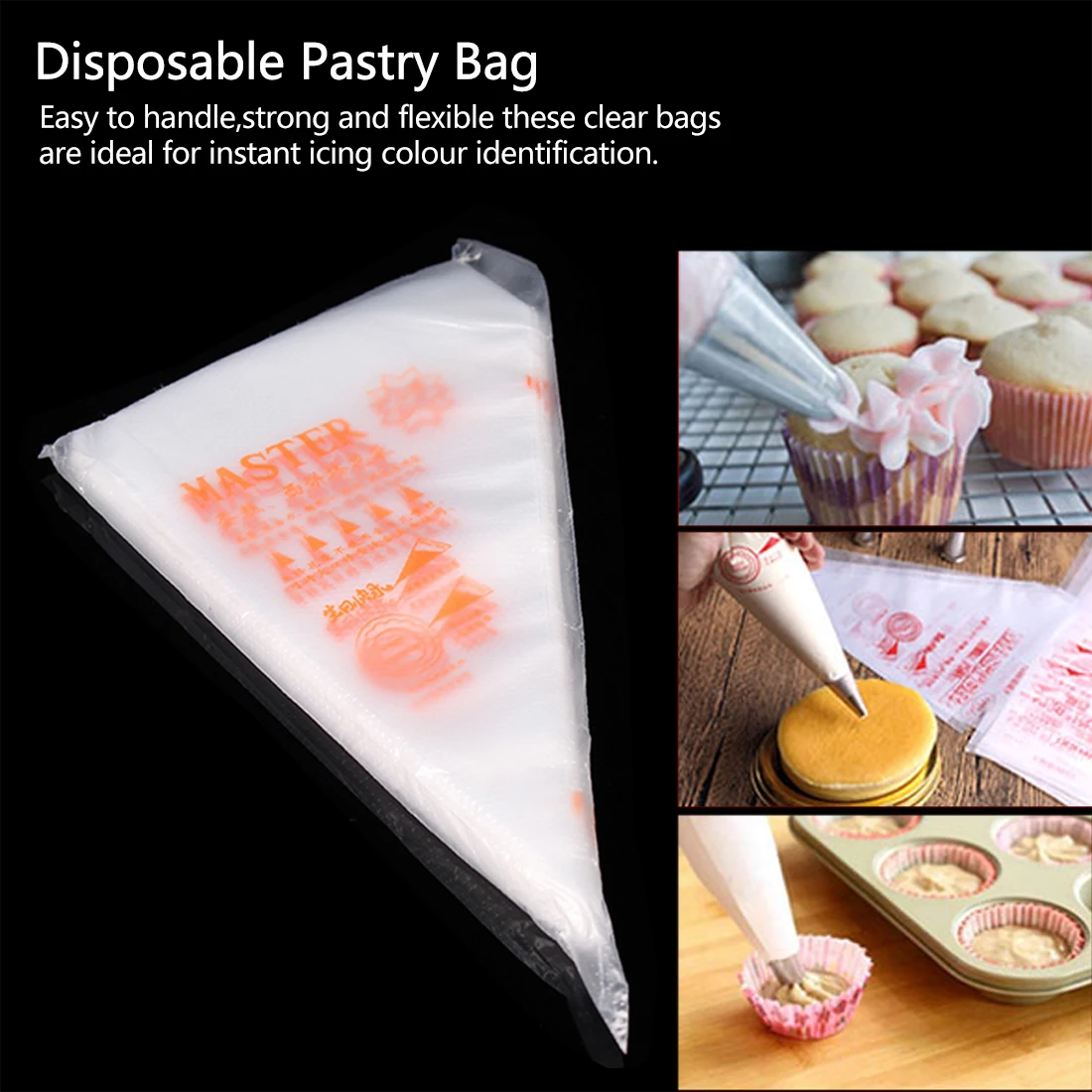 

100pcs/Set 3 Sizes Disposable Pastry Bag Icing Piping Cake Decorating Tools Bags Cake Tools Piping Bag Cake Tools Hot Cupcake