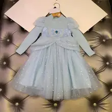 Новинка; кружевное платье принцессы; роскошное платье для девочек; детское платье с брошью в виде цветка для девочек; торжественное бальное платье для свадебной вечеринки; зимнее платье