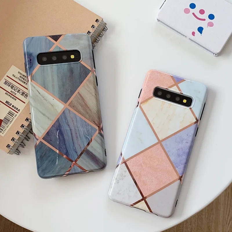 LPWZHMG Colors Geometry Plating Splice Marble Phone Case For Samsung Galaxy Note 10 9 8 S9 S8 S10 Plus Luxury Back Cover |