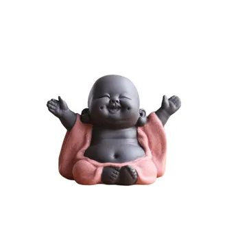 

Ceramic Maitreya Buddha Statue Tea Sculpture Hand Carved Figurine Craft Display Ornament Home Tea Ceremony Decoration (Style Hap