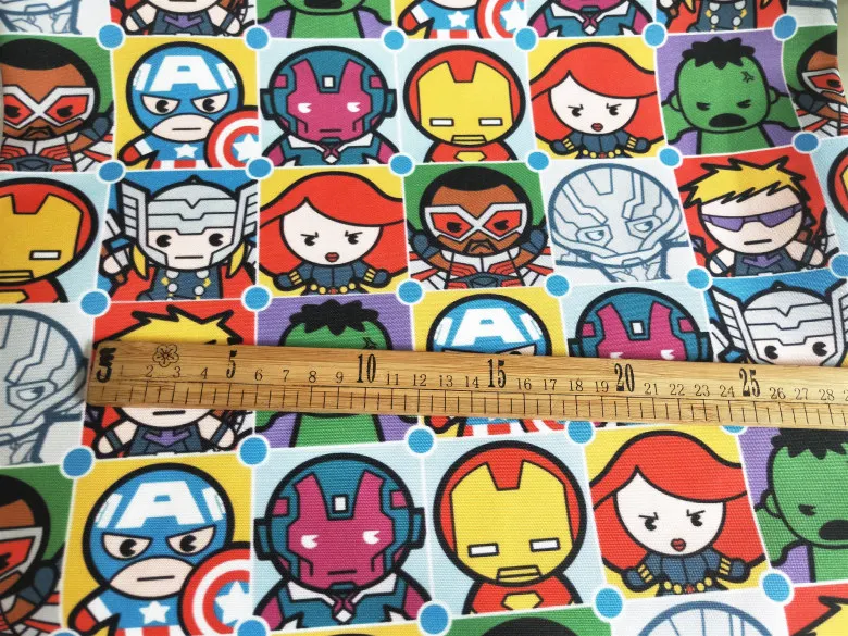 (3) 140cm Width Cartoon Marvel Avengers Polyester Canvas Fabric for Boy Bags Slipcover Cushion Cover DIY-BF623Y - Color: (3)