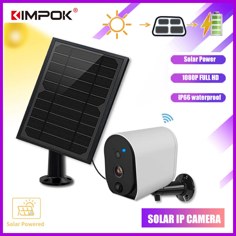 KIMPOK Солнечная зарядка беспроводная WiFi камера 1080P 2MP HD наружная ip наблюдения
