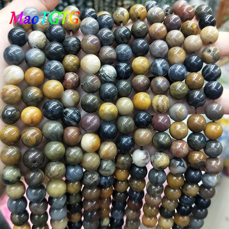 

Natural Wooden Petrified Stone Beads For Jewelry Making DIY Bracelet Necklace 6/8/10mm Natural Stone Round Loose Beads Wholesale