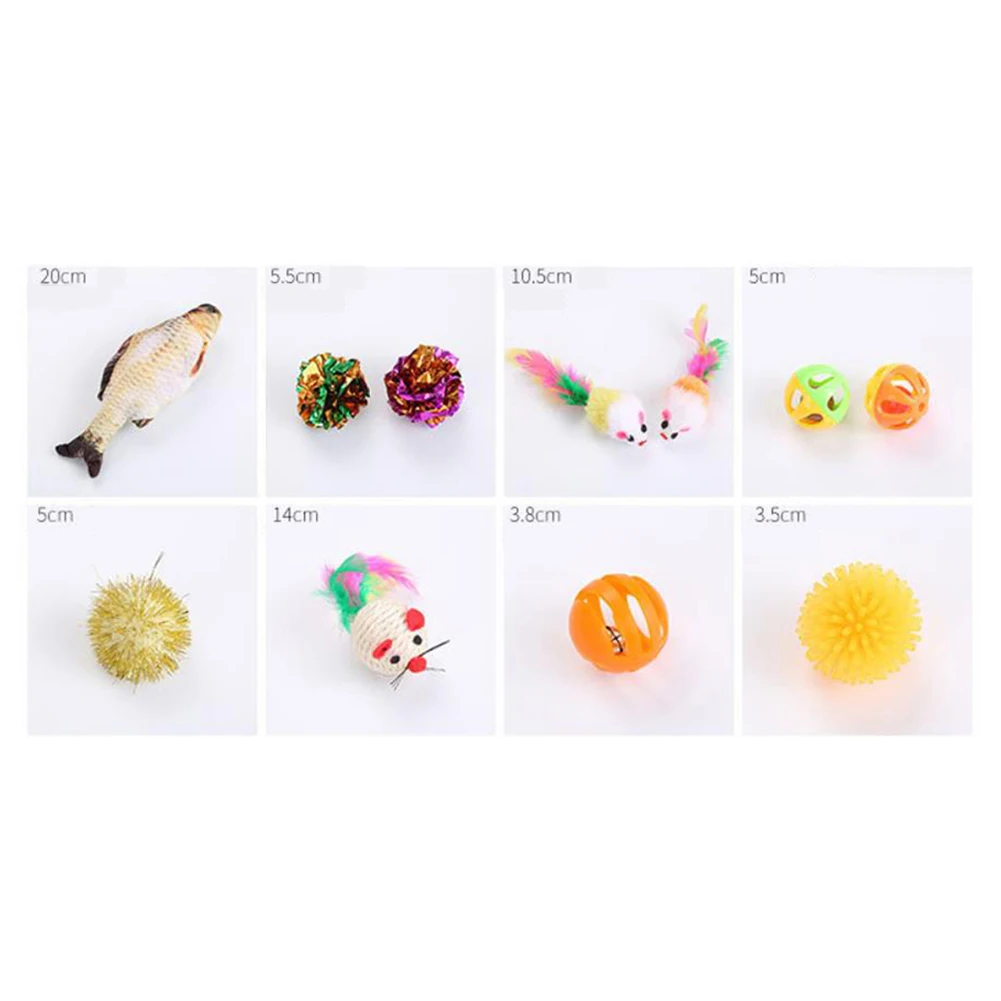 20Pcs Pet Cats Kitten Teaser Retractable Wand Fish Feather Ball Scratch Chew Toy