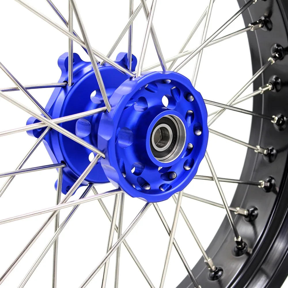 KKE Передние 3,5 и задние 4,25 колеса Набор для YAMAHA WR250X 08-11 Supermoto Motard Диски Синяя втулка
