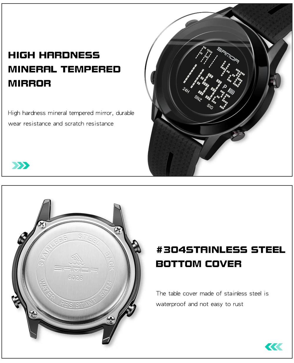 Sanda Men's Watch Sports Trend Electronic Wristwatch Simple Shockproof ABS Case Women Ultra Thin Digital Watch Relogio Masculino