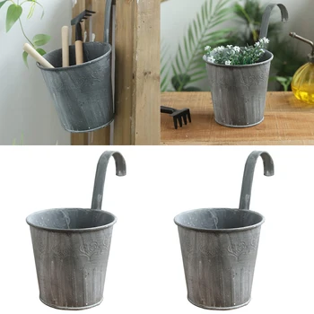 

1pc Vintage Metal Flower Pot Succulent Planting Hanging Planting Pots Handicraft Iron Art Flower Bucket Home Balcony Decoration
