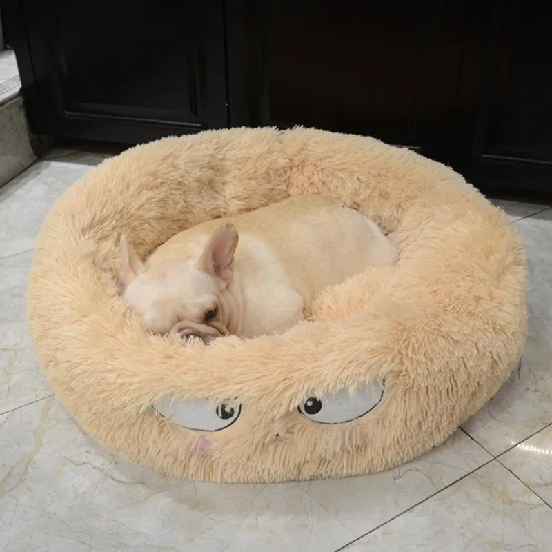 

Pet Bed Super Soft Kennel Dog Round Cat Winter Warm Sleeping Mat Long Plush Puppy Cushion Mat Portable Pet House Cat Supplies