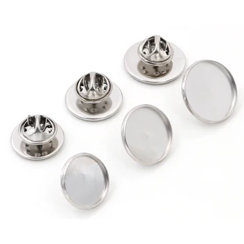 

10pcs 14/16/18mm Inner Size Stainless Steel Material Brooch Style Cabochon Base Blank Cufflink Spacer Settings Tie Tack Pins