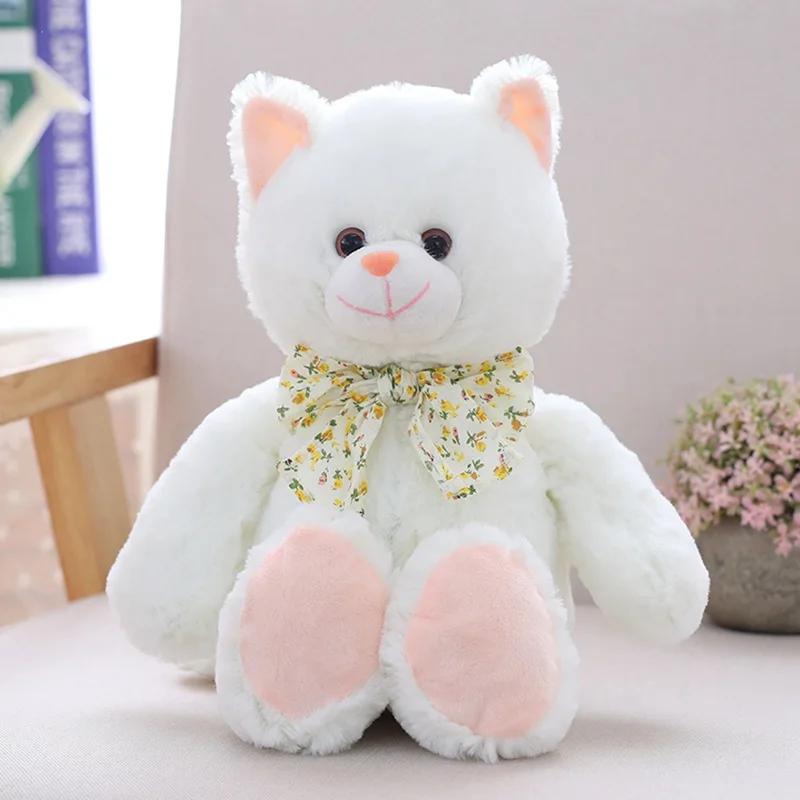 30 см милый медведь, кот, собака, мультяшное животное, плюшевый медведь, ребенок, спящий, для девочек, кукла, детская игрушка - Цвет: Cat-White