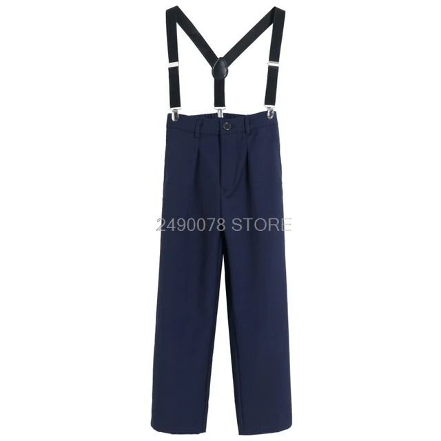 pants with suspender Штаны для больших мальчиков; Прямые брюки для студентов с бесплатной подтяжкой; школьная форма для подростков; детская одежда; От 3 до 16 лет; Vestidos - Цвет: pants with suspender