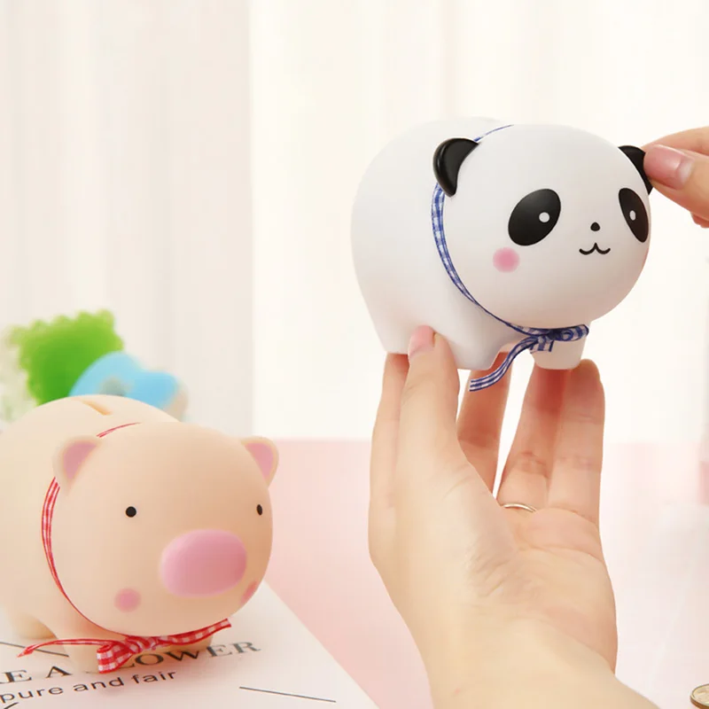 Animals Action Figure Printed Shaped Pig Creative Kids Fashion Decoration Toys Silicone Piggy Bank Saving Money Box Gift Doll