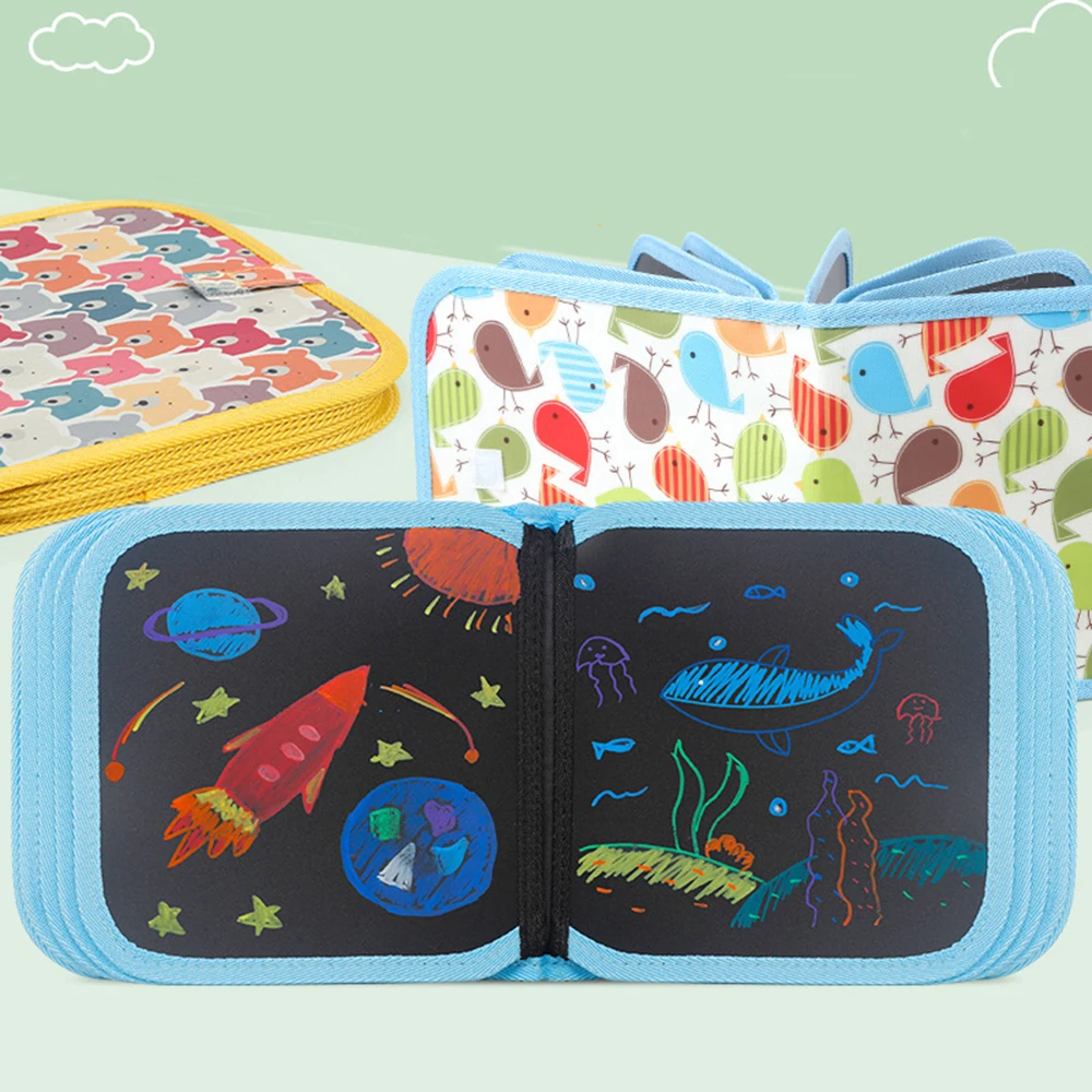 

Portable Drawing Board Baby DIY Drawing Book Coloring Book with Water Chalk Kids Painting Blackboard Graffiti Toys Birthday Gift