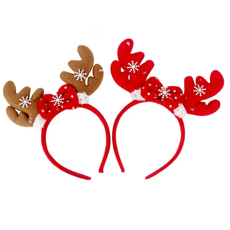 4pcs Christmas Headbands And Eyeglasses Set Reindeer Antlers Hair Hoops Adorable Glasses Costume Accessories(Random Style