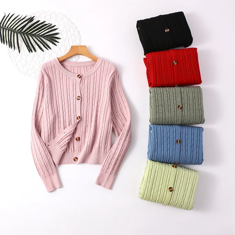 

Autumn winter Knitting twist Sweaters Women cardigan 2019 korean V neck retro sweaters female casual knit Cardigan women coats