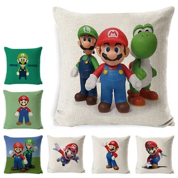 

Uper Mario Cushion Creative Cotton Linen Pillowcase Sofa Car Throw Pillow Case Almofada Cojine Mario Cushion Cover