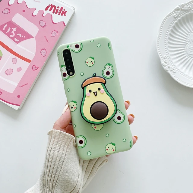 Cartoon Phone Holder Case For Samsung Galaxy A50 A70 A30S A40 A20 A30 A10 A11 A20E A21S A31 A7 A8 A6 Plus 2018 A41 Stand Cover Hat Avocado Holder