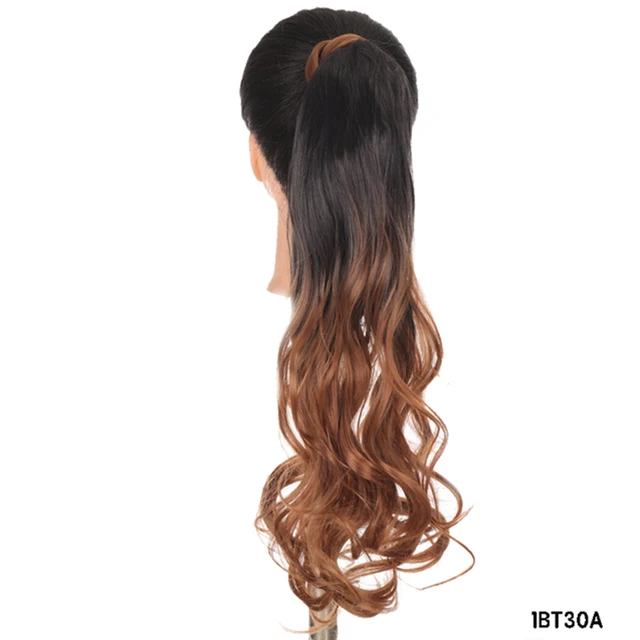 MSTN 24 Inches Long Synthetic Straight Ponytails for Women Natural Clip In Ponytail Hair Extension Hairpieces Blonde Fake Hair 0019-1BT30A