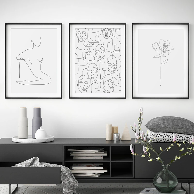 

Abstract Faces Line Print Canvas Painting Fill Lily Yoga Quote Poster Modern Wall Art Picture for Living Room Home Decoration