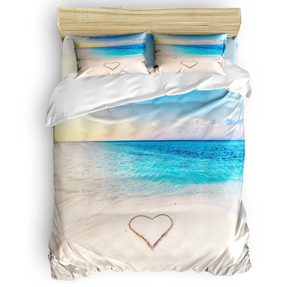 

Beach Sand Love Pattern Duvet Cover Set 3/4pcs Bedding Set Bed Sheet Pillowcases Cover Set