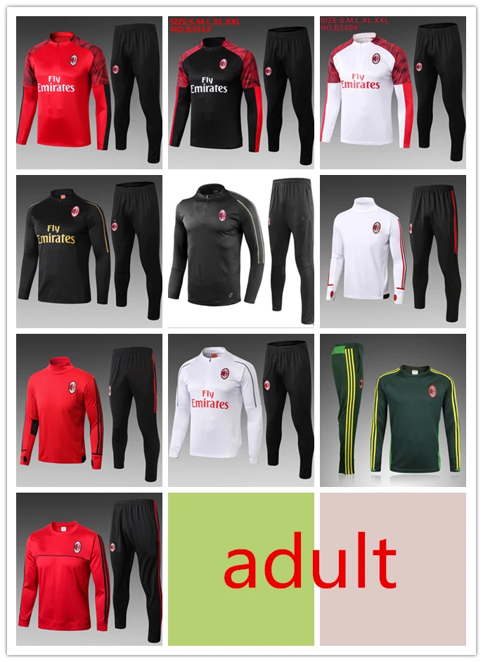 19 20 AC Милан спортивный костюм футбольный Джерси ROMAGNOL PIATEK SUSO KESSIE мужской PAQUETA тренировочный костюм на молнии футбольная рубашка