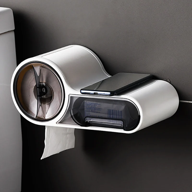 

Baffect Bathroom Toilet Paper Holder Paper Tissue Box Plastic Toilet Dispenser Wall Mounted Roll Paper Storage Box Free Punching