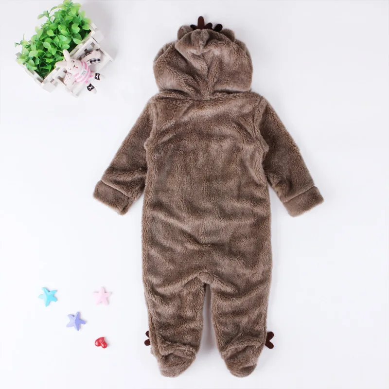 

New Style Baby Onesie Autumn And Winter Pajamas Small Elk Coral Velvet BABY'S Jumpsuit Christmas